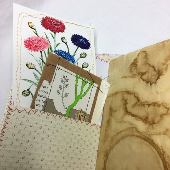 Writing Junk Journal Vintage Style Fabric Cover Diary Includes Ephemera No 6 u - Picture 7 of 10